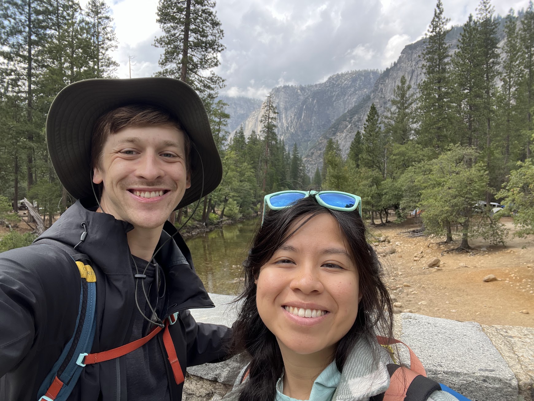 Stephanie and Brandon selfie from their Yosemite camping trip